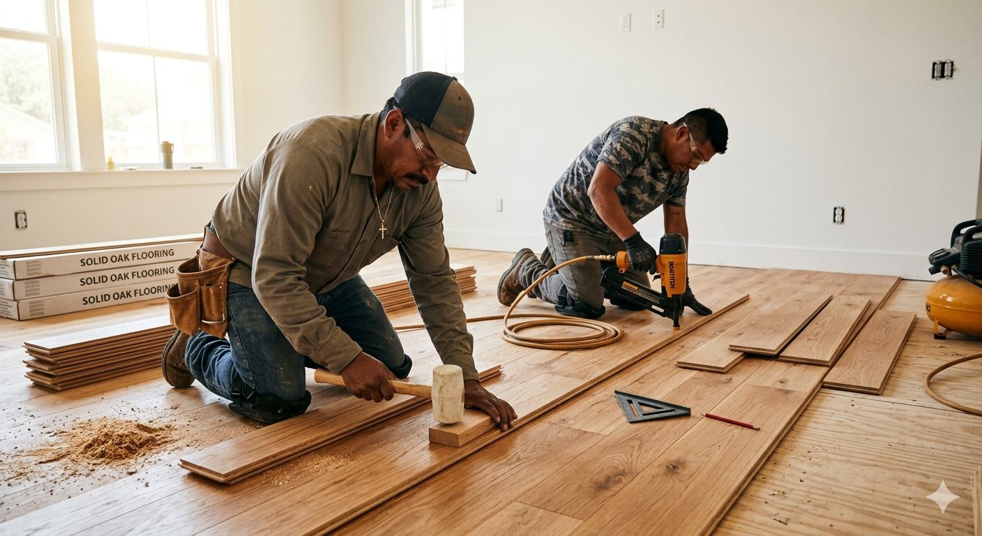 Engineered hardwood project example in Celina